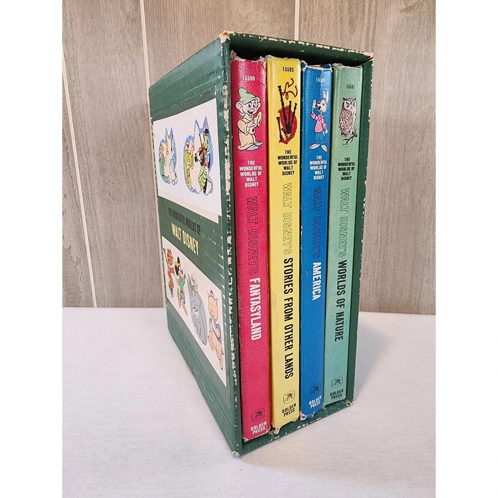 The Wonderful Worlds of Walt Disney 4 Volume Book Set 1965 Golden Press